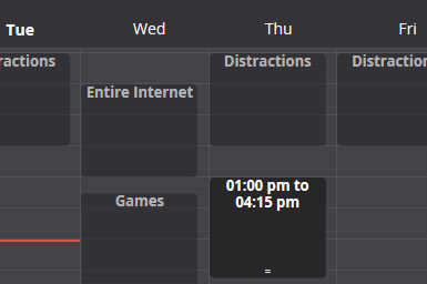 Partial screenshot of scheduling feature