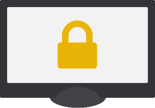 Monitor with a lock icon